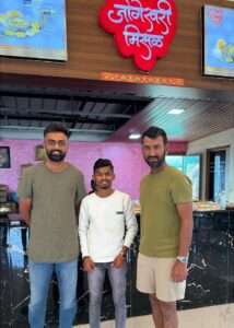 Cheteshwar Pujara and Unadkat at Jogeshwari Misal loni kalbhor